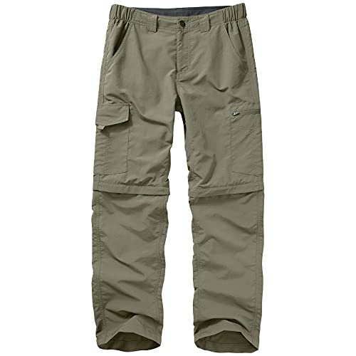 Mens Hiking Pants Convertible boy Scout Quick Dry Lightweight Zip Off Outdoor Fishing Travel Safari Pants,6226,Light Green,36