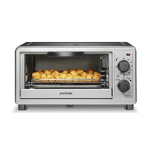 Proctor Silex Simply-Crisp Toaster Oven Air Fryer Combo with 4 Functions Including Convection, Bake & Broil, Fits 4 Slices or 12” Pizza, Auto Shutoff, Black (31265)