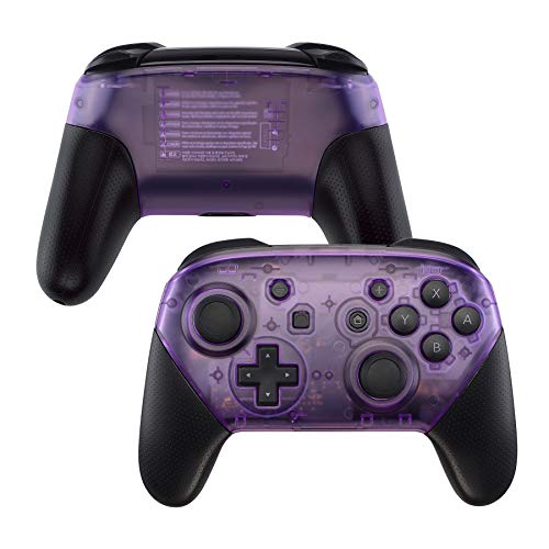 eXtremeRate Clear Atomic Purple Faceplate and Backplate for Nintendo Switch Pro Controller, DIY Replacement Shell Housing Case for Nintendo Switch Pro - Controller NOT Included
