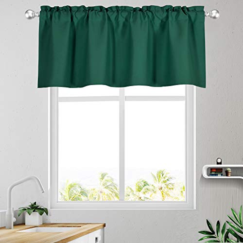 KEQIAOSUOCAI St. Patrick's Day Green Window Valance 18 Inches Long - Rod Pocket Hunter Green Blackout Valance Topper Curtains for Kitchen Bathroom,1 Panel, Drak Green, 52W x 18L
