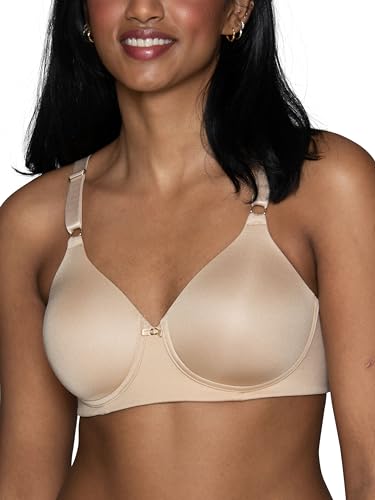 Vanity Fair Womens Full Coverage Beauty Back Smoothing Bra, 4-way Stretch Fabric, Lightly Lined Cups Up To Dd Bra, Wireless - Beige, 36B US