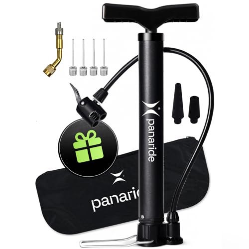 Bike Pump, Advanced Bike Tire Inflator, Bicycle Hand Air Pump with Dual Presta and Schrader Valves, Handheld Bike Pump, Suitable for Road and Mountain Bikes, Baby Stroller, Balls (Portable)