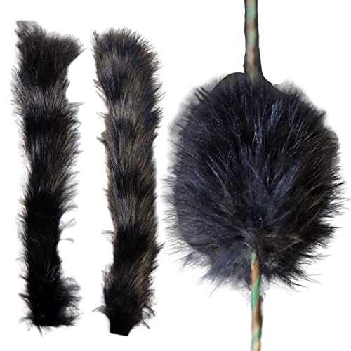 Shatterproof Archery Bow String Dampener, Rabbit Fur String Silencer for Recurve, Longbow (Black Rabbit 1 Pair)