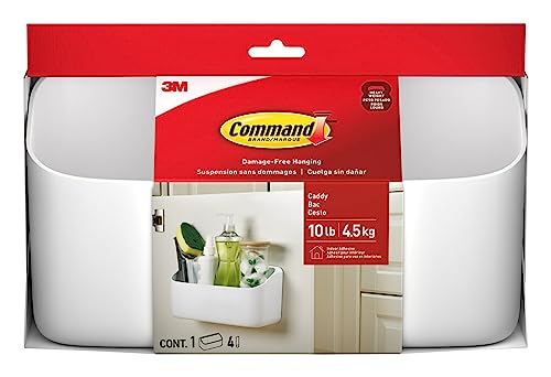 Command 10 Lb Large Organizing Caddy with 4 Command Strips, 9.91' x 3.38' x 5.15', Heavyweight Damage-Free Hanging for Organizing Cleaning Supplies, Closet, and Pantry