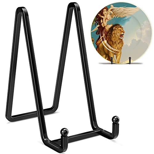 6 Inch Metal Square Picture Frame Easel Stands for Plates, Photos, Decor (Black, 2 Pack)