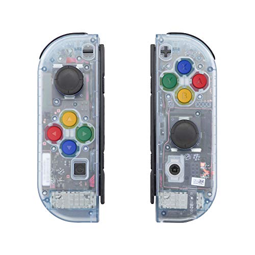 eXtremeRate DIY Replacement Shell Buttons for Nintendo Switch & Switch OLED, Clear Glacier Blue Custom Housing Case with Corlorful Button for Joycon Handheld Controller - JoyCon NOT Included