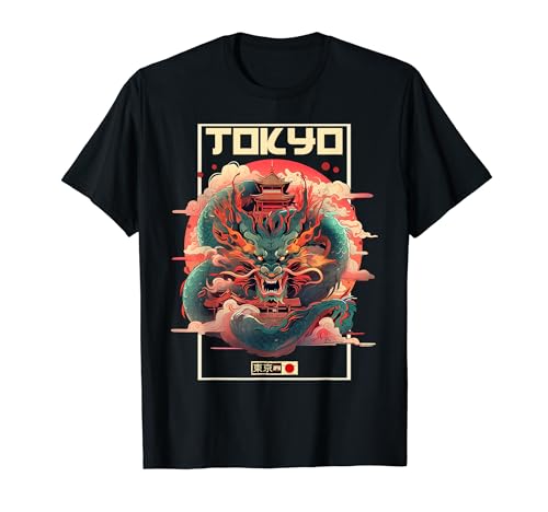 Tokyo inspired vintage style 80s retro Japanese Asian Dragon T-Shirt