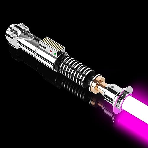 ELESKOCO Smooth Swing Lightsaber, 16 RGB Changeable Motion Control Luke Light Sabers | Aluminum Hilt FX Sabers with 16 Sound Fonts & Infinite Color Changing Metal Sabers, USB-C Recharge