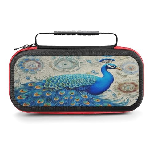 AoHanan Switch Carrying Case Beautiful Peacock Switch Game Case with 20 Games Cartridges Hard Shell Travel Protection Storage Case for Console & Accessories