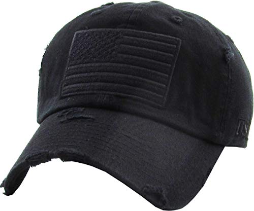 KBVT-209 BLK Tactical Operator with USA Flag Patch US Army Military Baseball Cap Adjustable