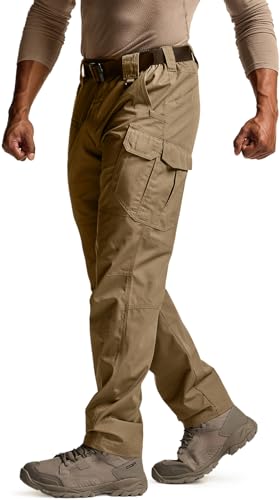 CQR Men's Tactical Pants, Water Resistant Ripstop Cargo Pants, Lightweight EDC Work Hiking Pants, Outdoor Apparel, Raider Mag Pocket Coyote, 36W x 30L