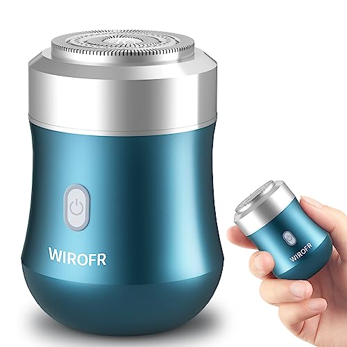 WIROFR Electric Shaver One-Button Use Portable Mini Shaver Electric Razor for Men Rotary, Rechargeable, Wet&Dry, IPX7 Waterproof, Travel, Home, Office, Car