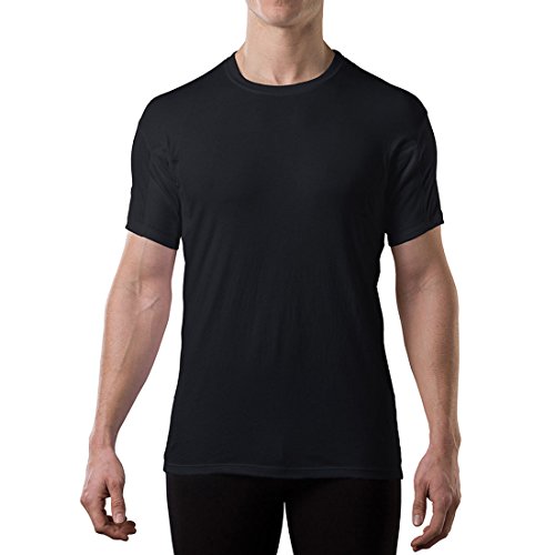Sweatproof Undershirt for Men with Underarm Sweat Pads (Original Fit, Crew Neck) Black