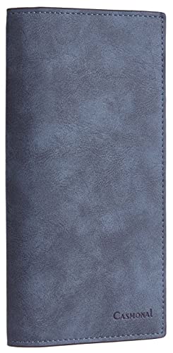 CASMONAL Premium Leather Checkbook Cover For Men & Women Checkbook Holder Wallet RFID Blocking(Deep Blue)