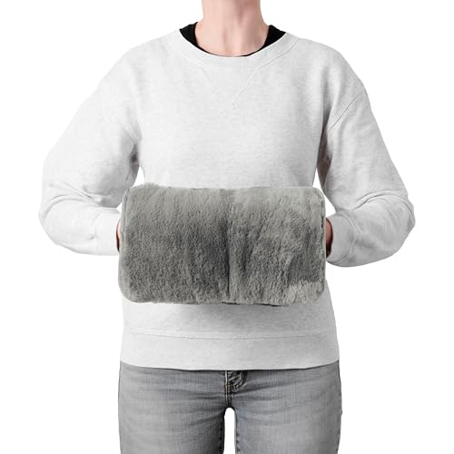 Brookstone Faux Fur Hand Warmer | Soothe Cold Hand Muff with Microwavable Gel Pack for Long Lasting Heat | Cozy Sherpa & Plush Lining for Ultimate Comfort | Hand Muffs for Women & Men | 100% polyester