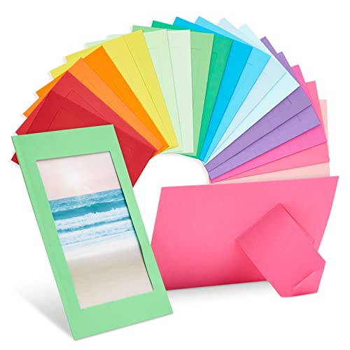 Juvale 50 Pack Colorful 4x6 Paper Picture Frames, Cardboard Photo Easels for DIY, Classroom Crafts, 10 Rainbow Colors