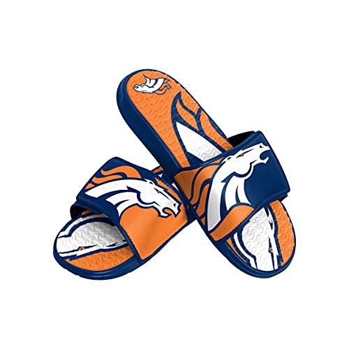 FOCO Denver Broncos NFL Mens Colorblock Big Logo Gel Slides - M