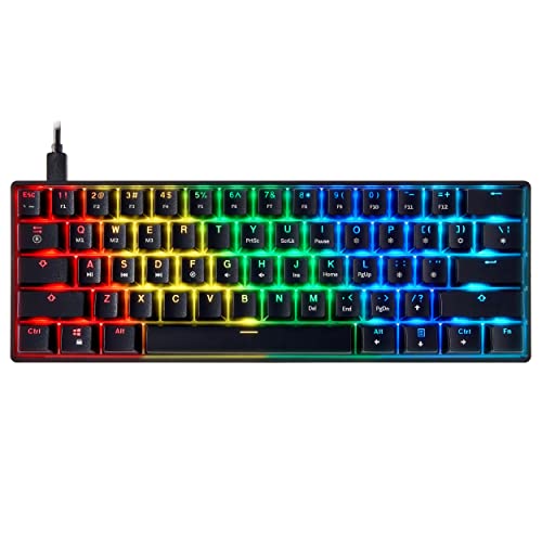 Mizar MZ60 Luna Mechanical Gaming Keyboard | 60% Keyboard 62 Key ANSI US Layout | RGB LED Backlit | Anti Ghosting NKRO | Progammable Macro Keys | Hotswap Gateron Optical Yellow Switches | Black