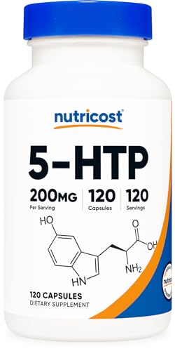 Nutricost 5-HTP 200mg, 120 Vegetarian Capsules (5-Hydroxytryptophan) - Non-GMO & Gluten Free