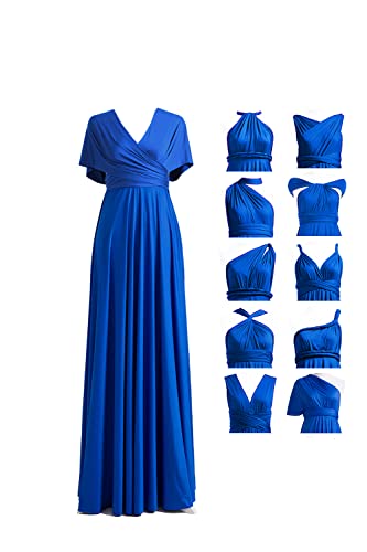 72styles Bridesmaid Infinity Dress, Women's Long Formal Dresses with Bandeau A-Line Evening Gown Cocktail Wrap Dress Convertible Long Dress Royal Blue