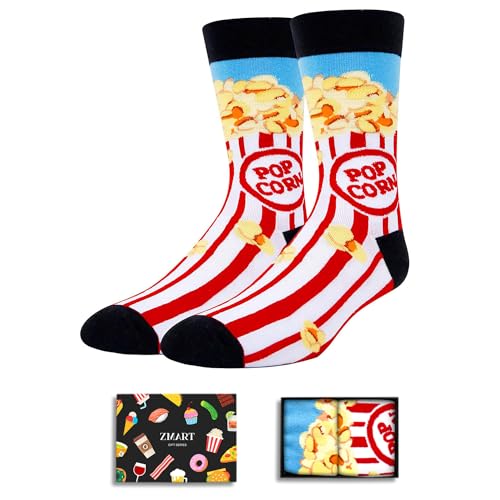 Zmart Funny Popcorn Socks Movie Socks Men Teen Boy, Novelty Popcorn Gift Popcorn Lover Gifts