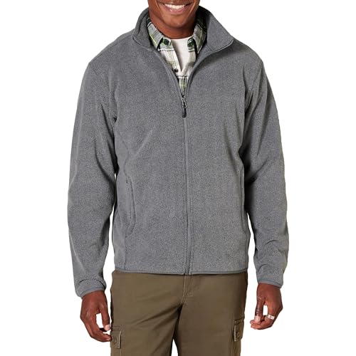 Amazon Essentials Men's Full-Zip Fleece Jacket (Available in Big & Tall), Charcoal Heather, XX-Large