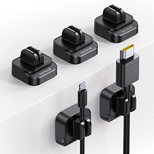 5Pack Cable Spring Holder Clips, Cord Organizer for Desk - Lamicall Adjustable Clip, Wire Organizer, Phone USB Charger Holder, Management Wall Car Desktop Nightstand
