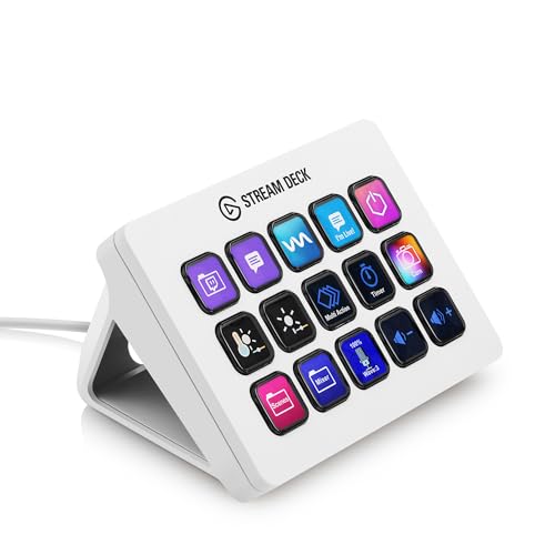 Elgato Stream Deck MK.2 White – Studio Controller, 15 macro keys, trigger actions in apps and software like OBS, Twitch, ​YouTube and more, works with Mac and PC