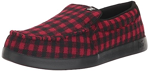 DC Men's Villian 2 Skate Shoe, Black/RED Plaid, 12