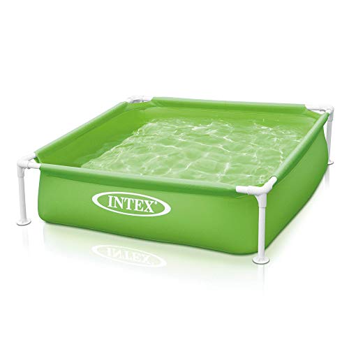 Intex 57172EP 4 Feet x 4 Feet x 12 Inch Mini Frame Above Ground Outdoor Backyard Swimming Pool with Drain Plug and Repair Patch - Colors May Vary