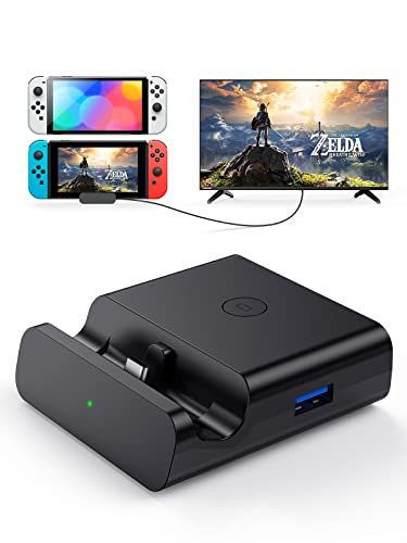 NEWDERY Switch TV Dock for Nintendo, Switch Docking Station for TV, USB C to HDMI Multiport Hub Adapter, Portable PD Charger Dock for Nintendo Switch&OLED, Replacement for Nintendo Switch Accessories