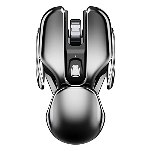 Wireless Ergonomics Metal Mouse with 2.4G USB Receiver, Unique Design, Rechargeable, Waterproof, 3 Dpi Settings, Silent, Gaming Mouse for Home Office, Optical Computer Mice for Laptop PC (Black)