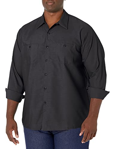 Red Kap Men's Industrial Work Shirt, Regular Fit, Long Sleeve, Black, X-Large
