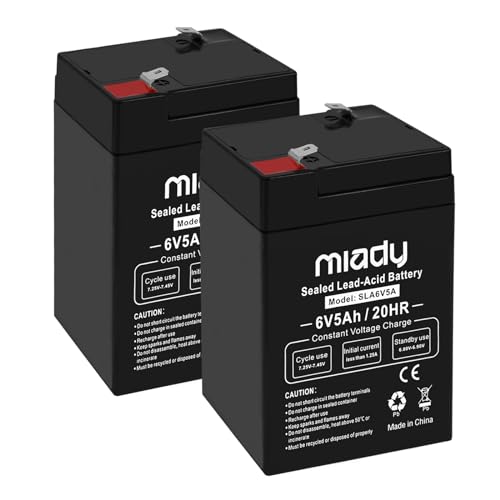 Miady 6V 5Ah Rechargeable Sealed Lead Acid Battery(2 Pack)