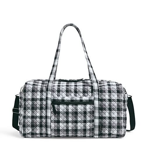 Vera Bradley Womens Large Duffel Travel Bag, Kingbird Plaid - Recycled Cotton, One Size US