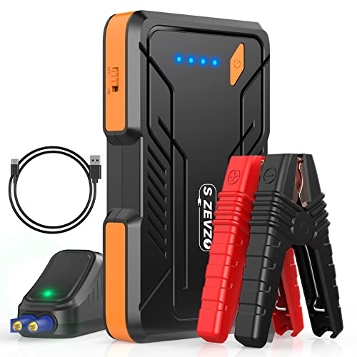S ZEVZO Jump Starter 1000A Peak Portable Jump Starter for Car (Up to 7.0L Gas/5.5L Diesel Engine) 12V Auto Battery Booster Pack with Smart Clamp Cables, USB Charge, LED Flashlight Jump Box