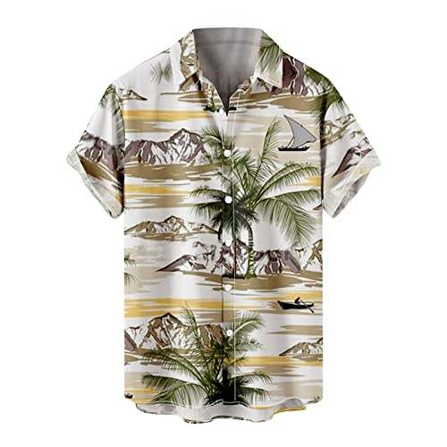 Lastesso Mens Casual Button Down Shirts Mens Summer Shirts Men Shirts Casual Hawaiian Shirts Men's Beach wear Clothing Green L