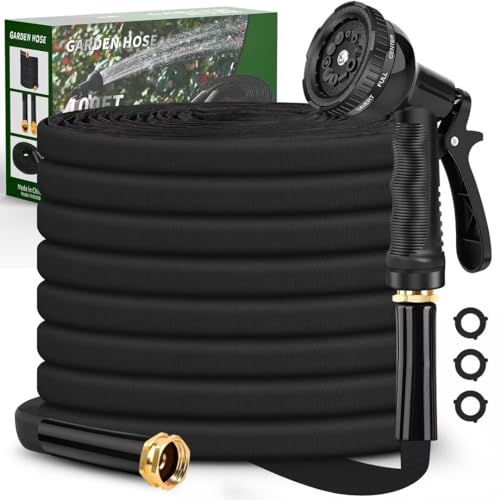 Velybrin Garden Hose 100ft, Flexible Hose with 10 Function Hose Nozzle, Non-Expandable, Lightweight, Kink-Free and Easy Storage Water Hose for Outdoor, Watering, Car Wash