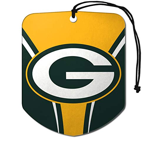 FANMATS 61571 NFL Green Bay Packers Hanging Car Air Freshener, 2 Pack, Black Ice Scent, Odor Eliminator, Shield Design with Team Logo