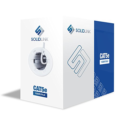 SolidLink SL600 CAT5e 1000ft Premium UTP Ethernet Cable 24AWG 1000 Feet LAN Network Wire (White)