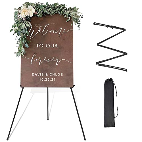 DANMO Easel Stand for Wedding Sign Poster 63'' Instant Display Easel for Floor Adjustable Metal Art Easel Black