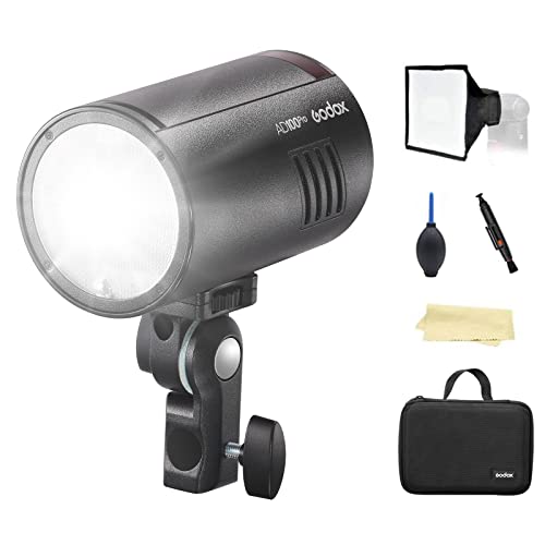 Godox AD100Pro AD100 PRO 100Ws 2.4G TTL Flash Strobe Monolight with 2600mAh Lithium Battery, 1/8000 HSS, 0.01-1.5s Recycling, 360 Full Power Flashes