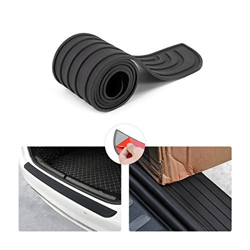 Car Rear Bumper Protector Guard - Anti-Scratch, Non-Slip, 40.9in Black Rubber Accessory