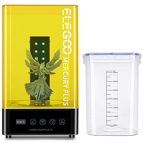 ELEGOO Mercury Plus 2 in 1 3D Printing Wash and Cure Station V2 for Mars Photon S Photon Mono LCD SLA DLP 3D Printer Models, Washing Size of 131mm(L) x 90mm(W) x 220mm(H)