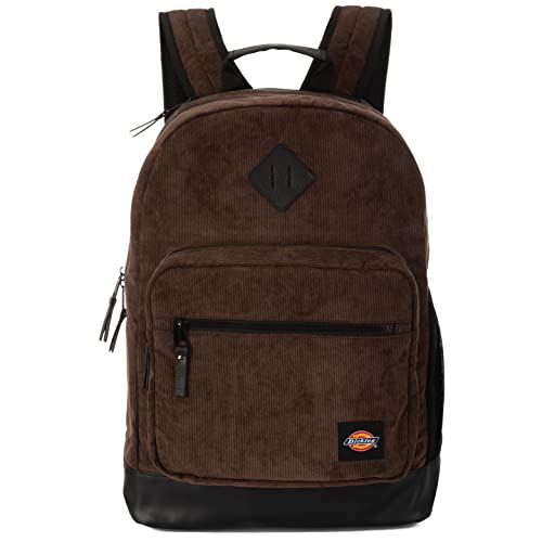 DICKIES Signature Backpack for School Classic Logo Water Resistant Casual Daypack for Travel Fits 15.6 Inch Notebook (Brown Duck Corduroy)