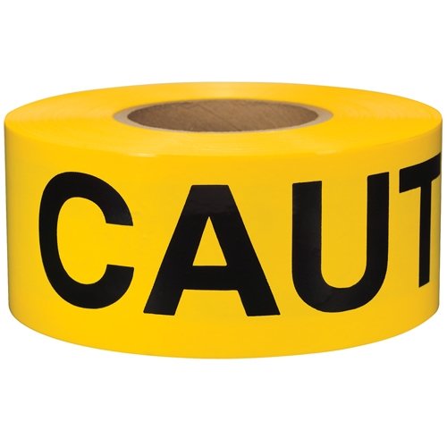 Barricade Tape Caution Yellow 3 inch x 1000 ft Non Adhesive 3 mil (1 Roll)