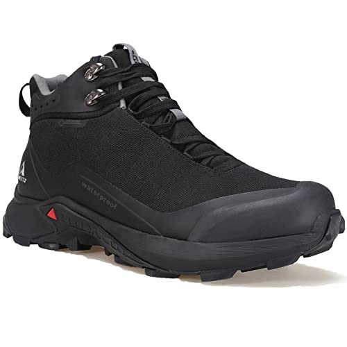 HUMTTO Men's All-Terrain Waterproof Hiking Boots Lightweight Breathable Outdoor Ankle Boots Trekking Hiking Shoes 10.5 Black