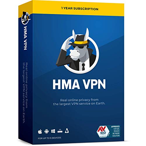 HMA VPN | Privacy Protection Service | Win, Mac, iOS, Android, Linux, Routers | 5 Devices, 1 Year [Key Card]