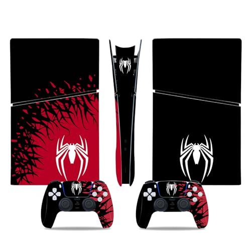 Intustru Vinyl Skin for PS5 Slim Digital Edition, Console and Controller Protective Skins for PS5 Slim Digital Edition, Decal Sticker for PS5 Slim Skin Console and Controllers - Black and Red