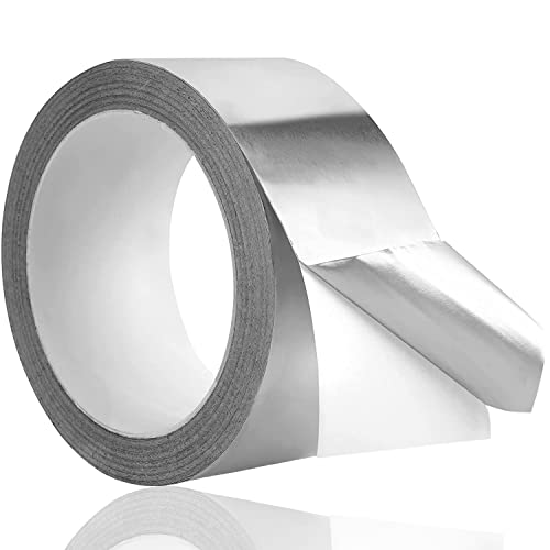 Premium Silver Aluminum Foil Tape (2' x65Feet,3.9mil), Insulation Adhesive Metal Tapes for Ductwork, Heavy Duty Duct Tape for HVAC, Dryer Vents Pipe
